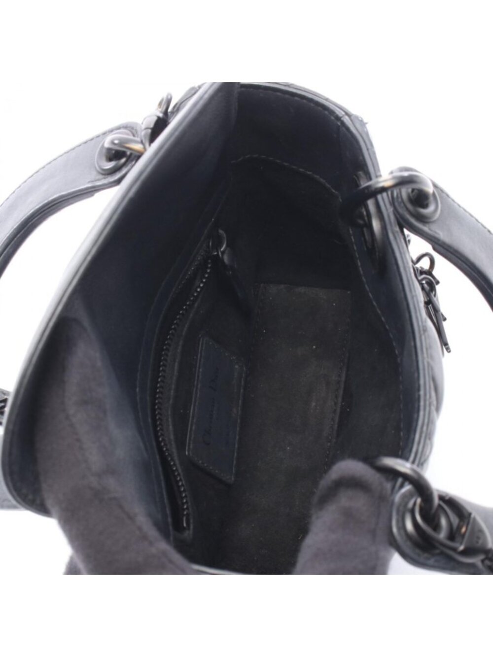 Dior Handbag Lady Mini 2-Way Black Leather Cannage Tote - Picture 3 of 11